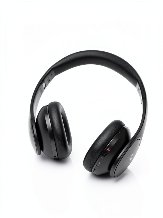 After — AI Clean White studio product shot from Product Studio, same headphones